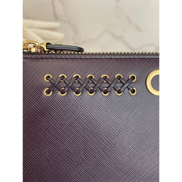 Salvatore Ferragamo Gancini Zippered Leather Wallet Purple/Plum EUC - Picture 4 of 9